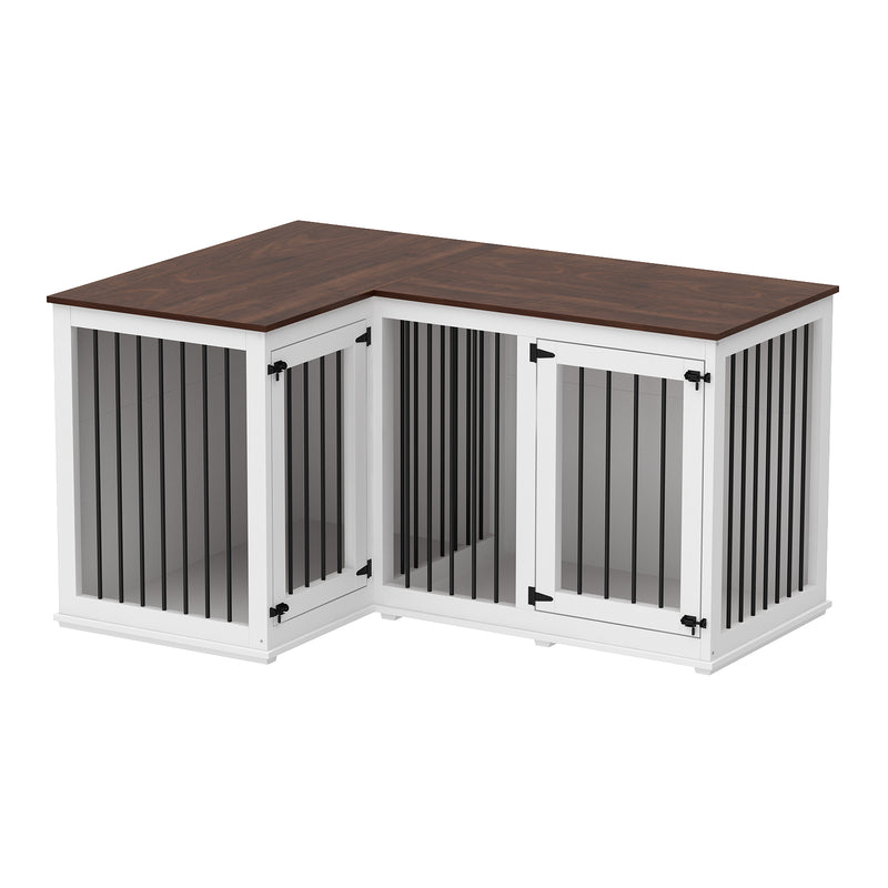 Large Corner Dog Crate Furniture for 2 Dogs-150151