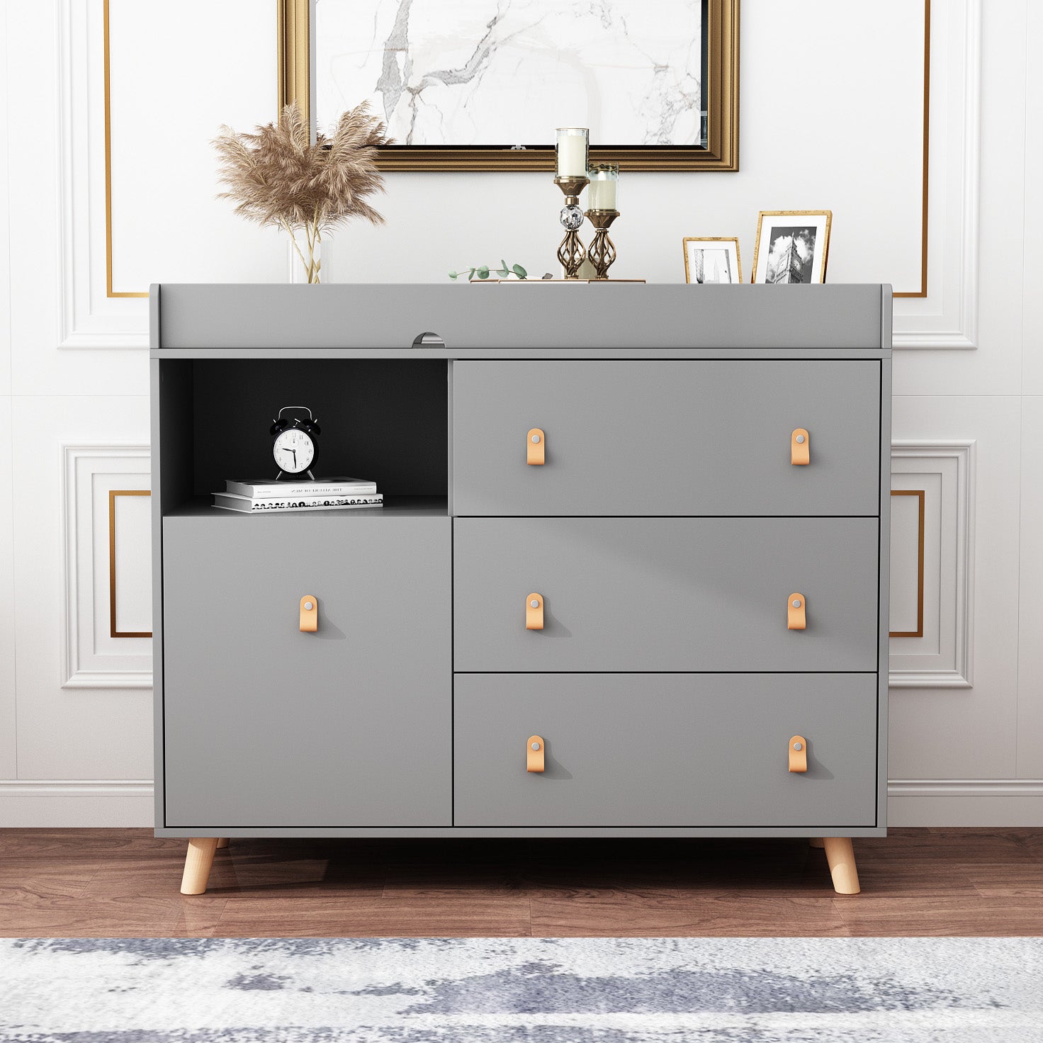 Changing table 2024 dresser grey