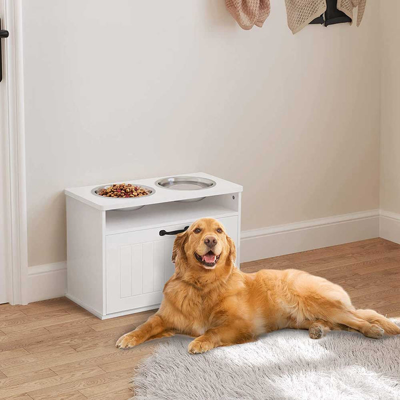 Dog Bowl Stand With Storage 